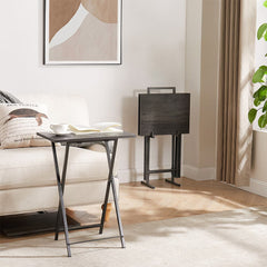 5 Piece Folding TV Tray Table Set, Grey