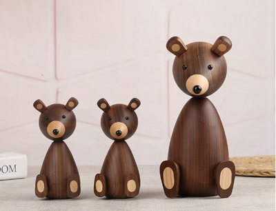 Nordic Black Walnut Bear Decor