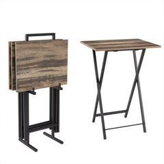 5 Piece Folding TV Tray Table Set, Grey