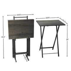 5 Piece Folding TV Tray Table Set, Grey
