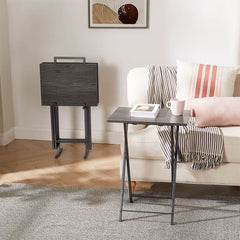 5 Piece Folding TV Tray Table Set, Grey