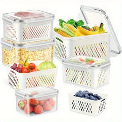4pcs/Set Leak-Proof Food Storage Containers-Airtight, Stackable Meal Prep Boxes-Suitable for Fruits, Vegetables, Meat & Grains