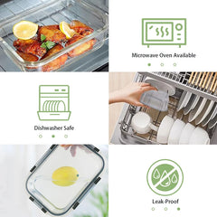 12pcs Glass Lunch Box Food Storage Containers Meal Prep Airtight Bento Boxes for Microwave Oven Freezer and Dishwasher BPA Free
