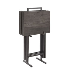 5 Piece Folding TV Tray Table Set, Grey