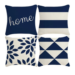 4pcs Geometric Linen Pillow Covers 18x18 Inch